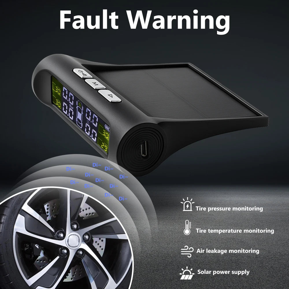 Smart TPMS Tyre Pressure Monitoring System – Solar Digital LCD Display