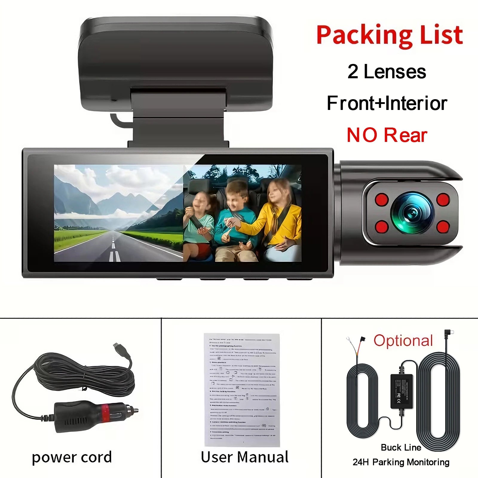 360° Car Dash Cam 1080P – Front & Rear DVR with Night Vision & Parking Monitor