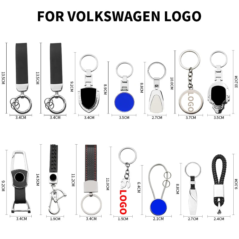 Car Styling Metal Keychain Ring Leather 3D Logo Key Chain Auto Accessories For Volkswagen Tiguan Bora POLO PASSAT CC Touran GOLF