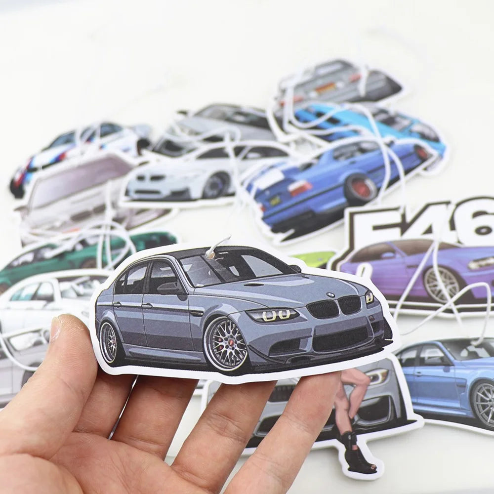Racing Car Air Freshener Hanging Auto Rearview Mirror Perfume Pendant Solid Paper JDM For BMW F30 E46 E90 M3 M4 M5 Accessories