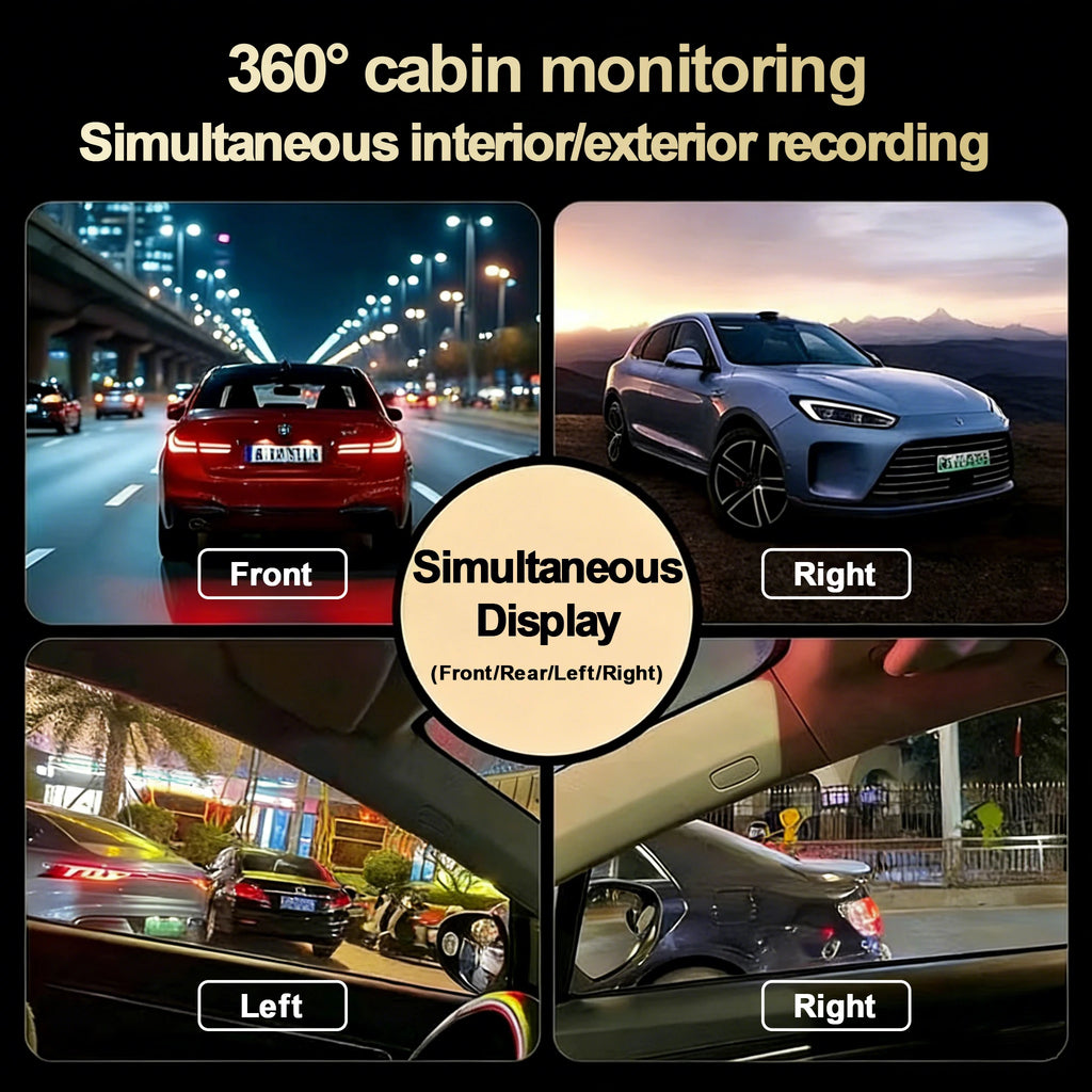 360° Car Dash Cam 1080P – Front & Rear DVR with Night Vision & Parking Monitor