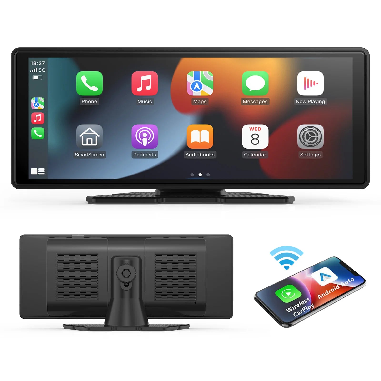 10" Portable Wireless CarPlay & Android Auto Screen – Touchscreen Car Display