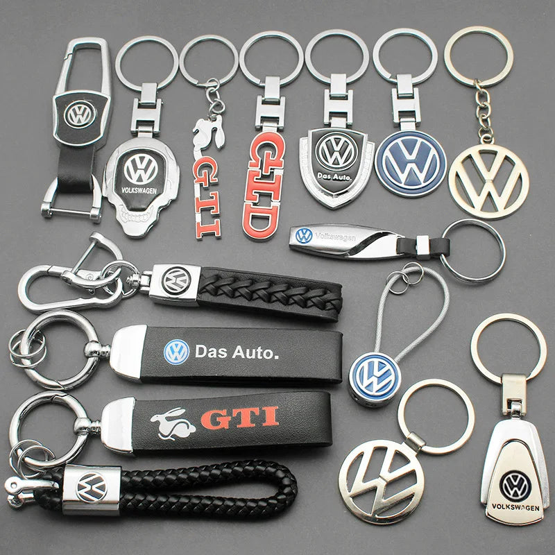 Car Styling Metal Keychain Ring Leather 3D Logo Key Chain Auto Accessories For Volkswagen Tiguan Bora POLO PASSAT CC Touran GOLF
