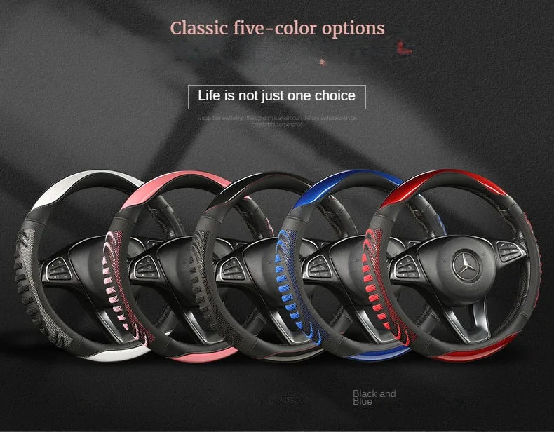 Three-dimensional Honeycomb Steering Wheel Cover  Durable Leather Cover with Anti-slip Linning Universal 14.5-15in