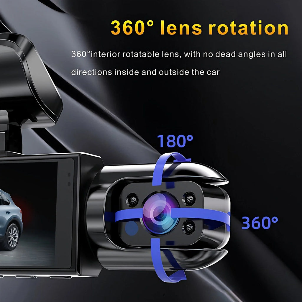 360° Car Dash Cam 1080P – Front & Rear DVR with Night Vision & Parking Monitor