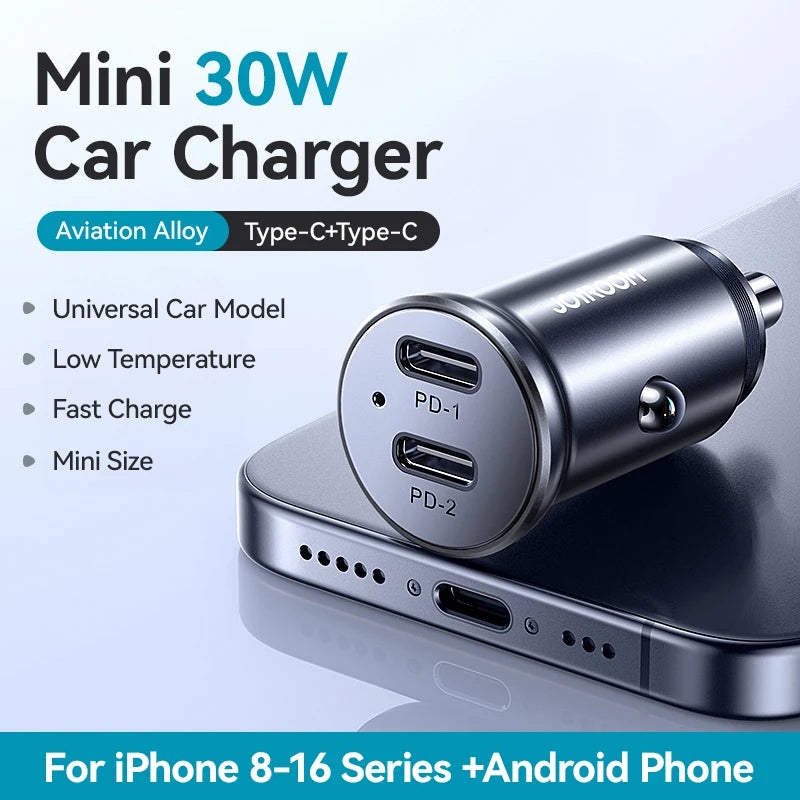 30W Super Fast Car Charger USB-C & USB-A ( iPhone & Android )