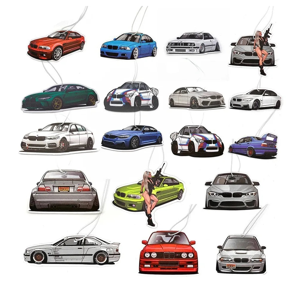 Racing Car Air Freshener Hanging Auto Rearview Mirror Perfume Pendant Solid Paper JDM For BMW F30 E46 E90 M3 M4 M5 Accessories