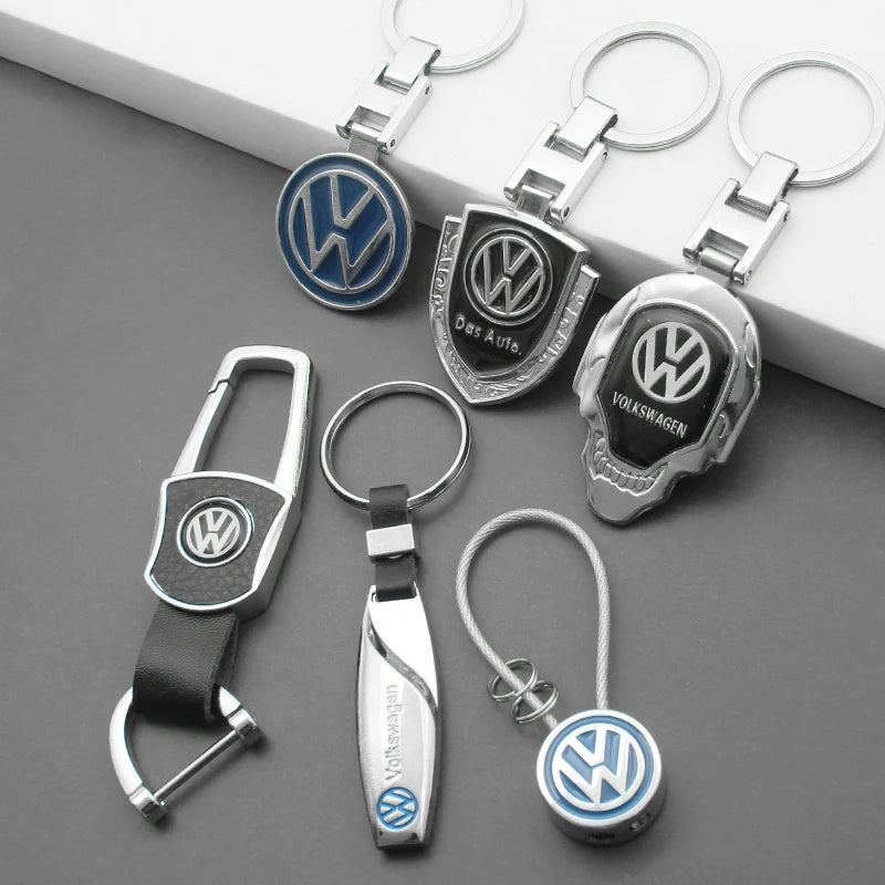 Car Styling Metal Keychain Ring Leather 3D Logo Key Chain Auto Accessories For Volkswagen Tiguan Bora POLO PASSAT CC Touran GOLF