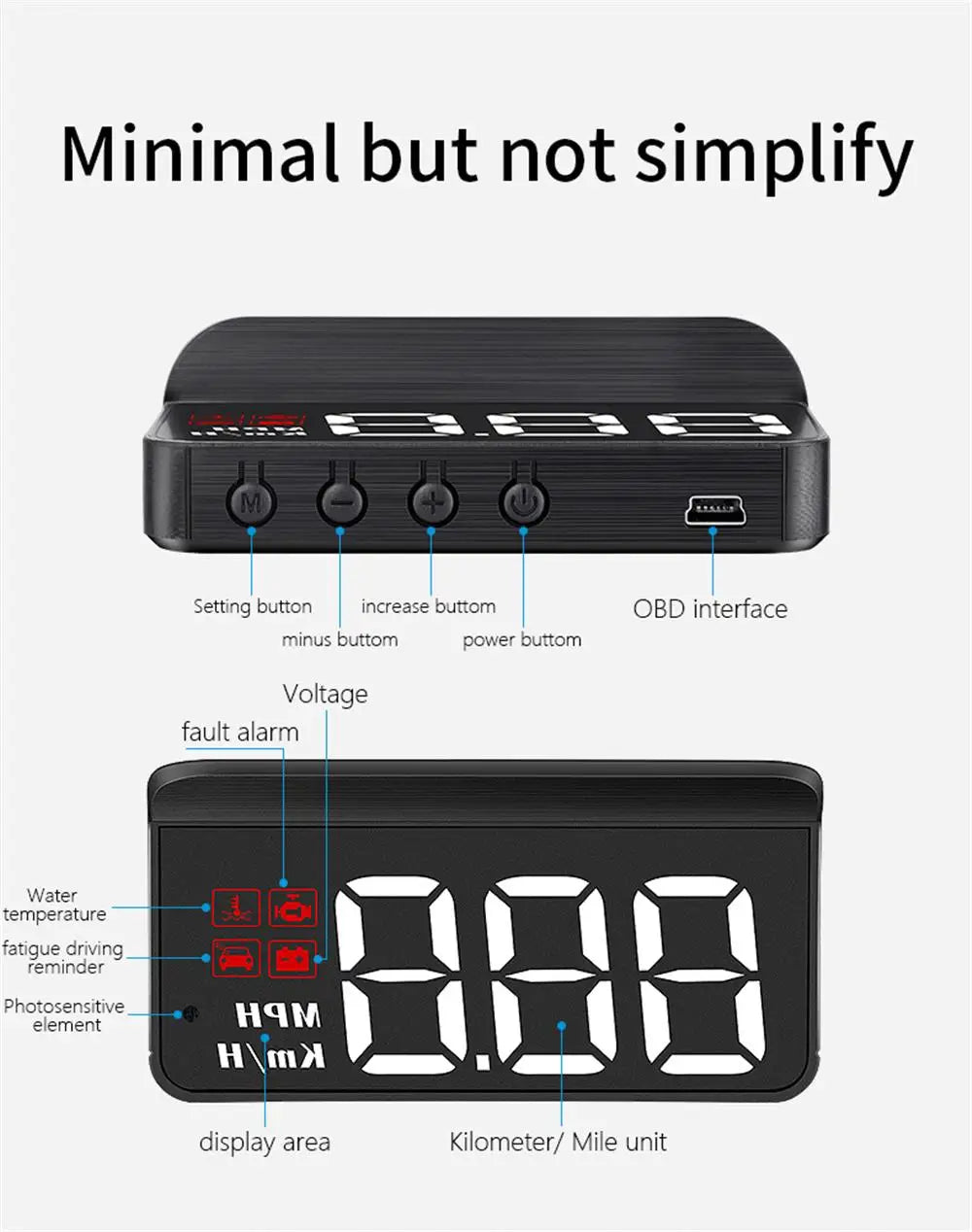 M3 OBD2 HUD Head-Up Display – Speed, Engine Temp & Voltage | Plug & Play