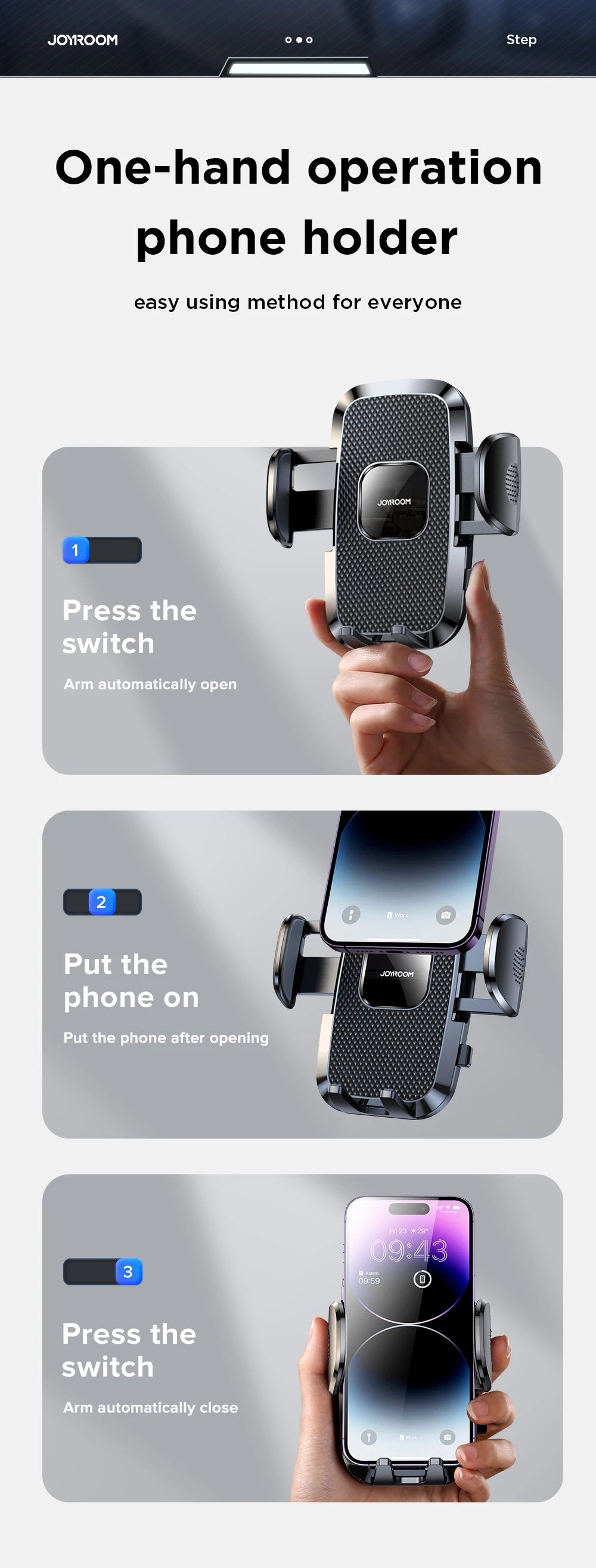 Joyroom Car Phone Holder – Dashboard & Air Vent Mount