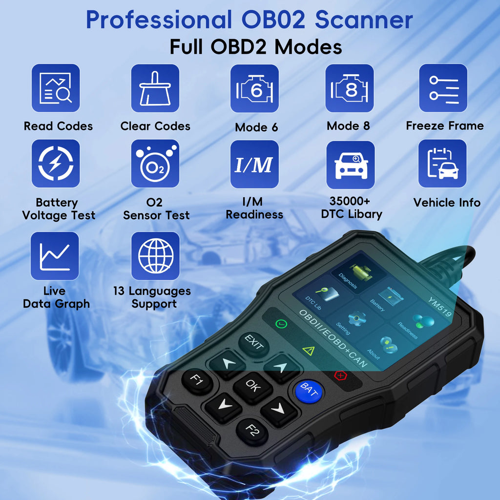Professional OBD2 Scanner Diagnostic Tool Check Engine Light Vehicle Code Reader Car Fault Code Scanner for All CAN OBDII Cars
