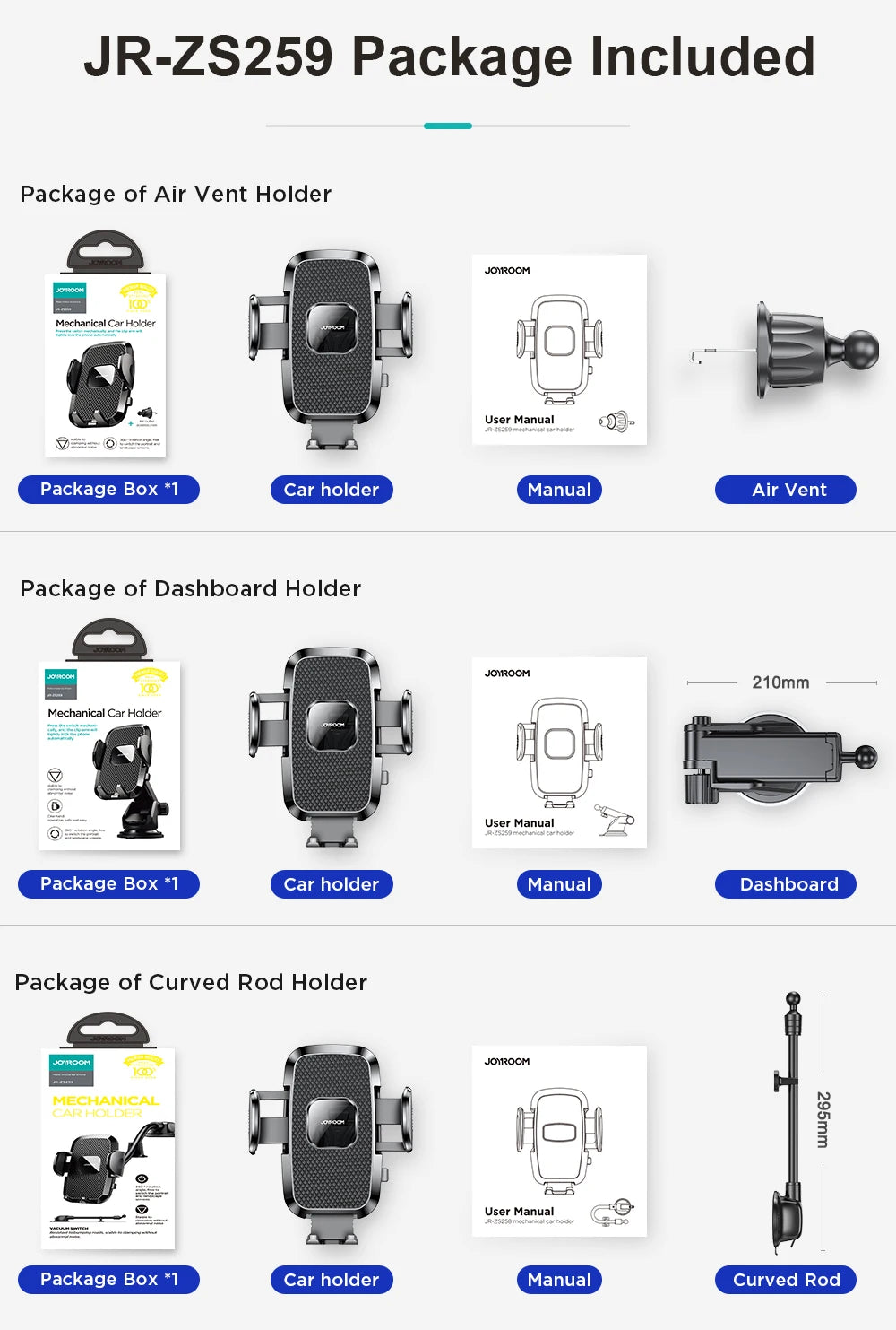 Joyroom Car Phone Holder – Dashboard & Air Vent Mount