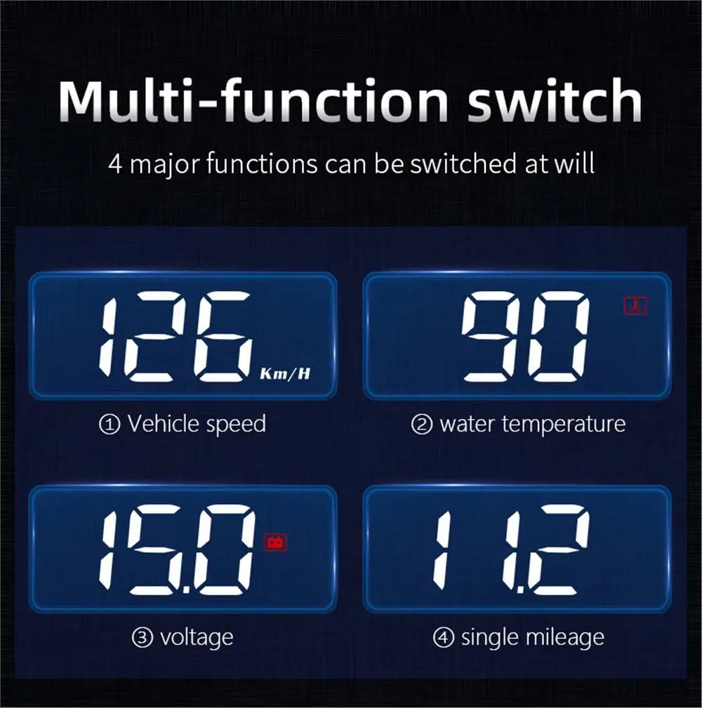 M3 OBD2 HUD Head-Up Display – Speed, Engine Temp & Voltage | Plug & Play