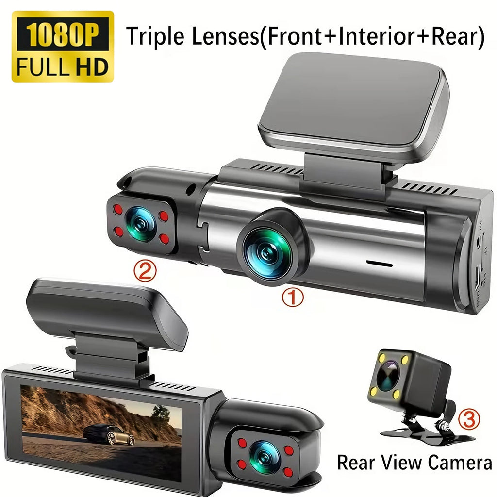 360° Car Dash Cam 1080P – Front & Rear DVR with Night Vision & Parking Monitor