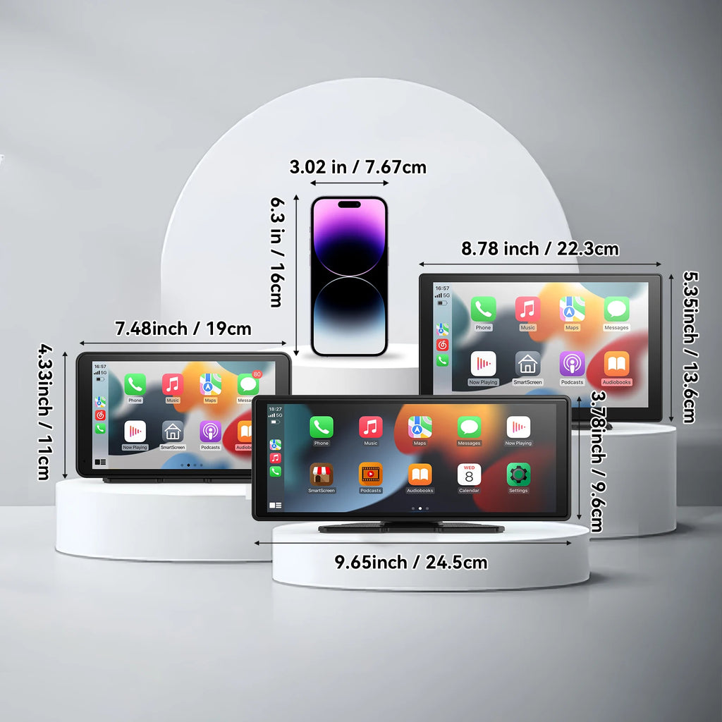 10" Portable Wireless CarPlay & Android Auto Screen – Touchscreen Car Display