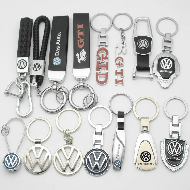 Car Styling Metal Keychain Ring Leather 3D Logo Key Chain Auto Accessories For Volkswagen Tiguan Bora POLO PASSAT CC Touran GOLF