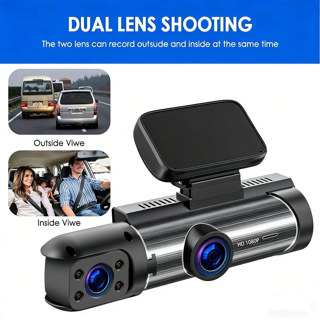 360° Car Dash Cam 1080P – Front & Rear DVR with Night Vision & Parking Monitor