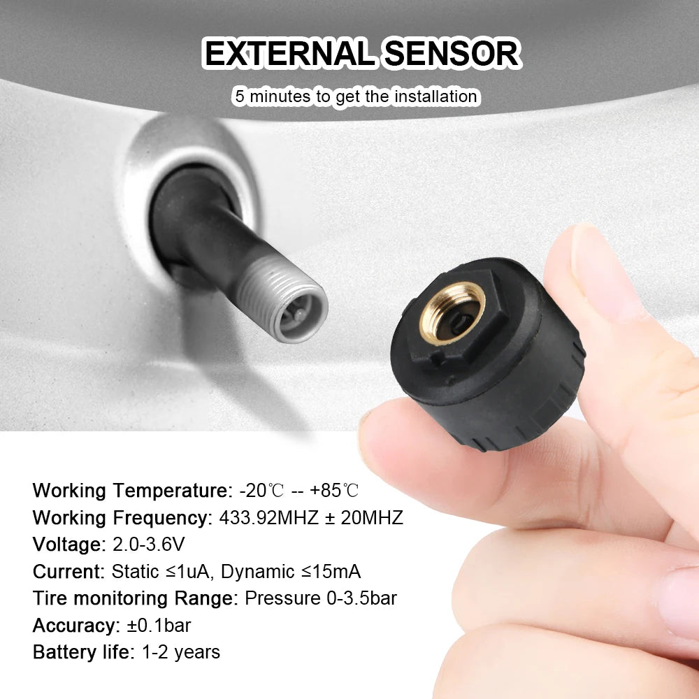 Smart TPMS Tyre Pressure Monitoring System – Solar Digital LCD Display