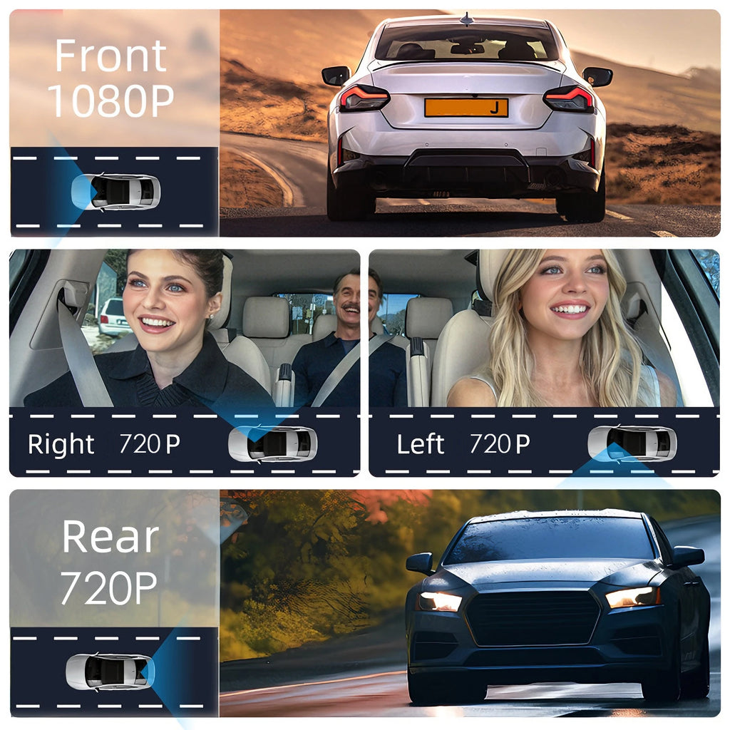 360° Car Dash Cam 1080P – Front & Rear DVR with Night Vision & Parking Monitor