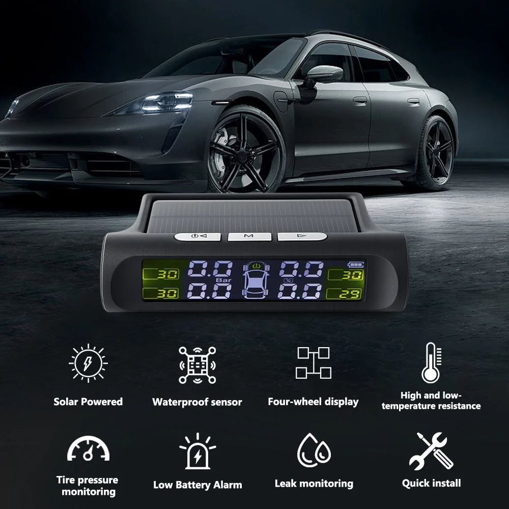 Smart TPMS Tyre Pressure Monitoring System – Solar Digital LCD Display