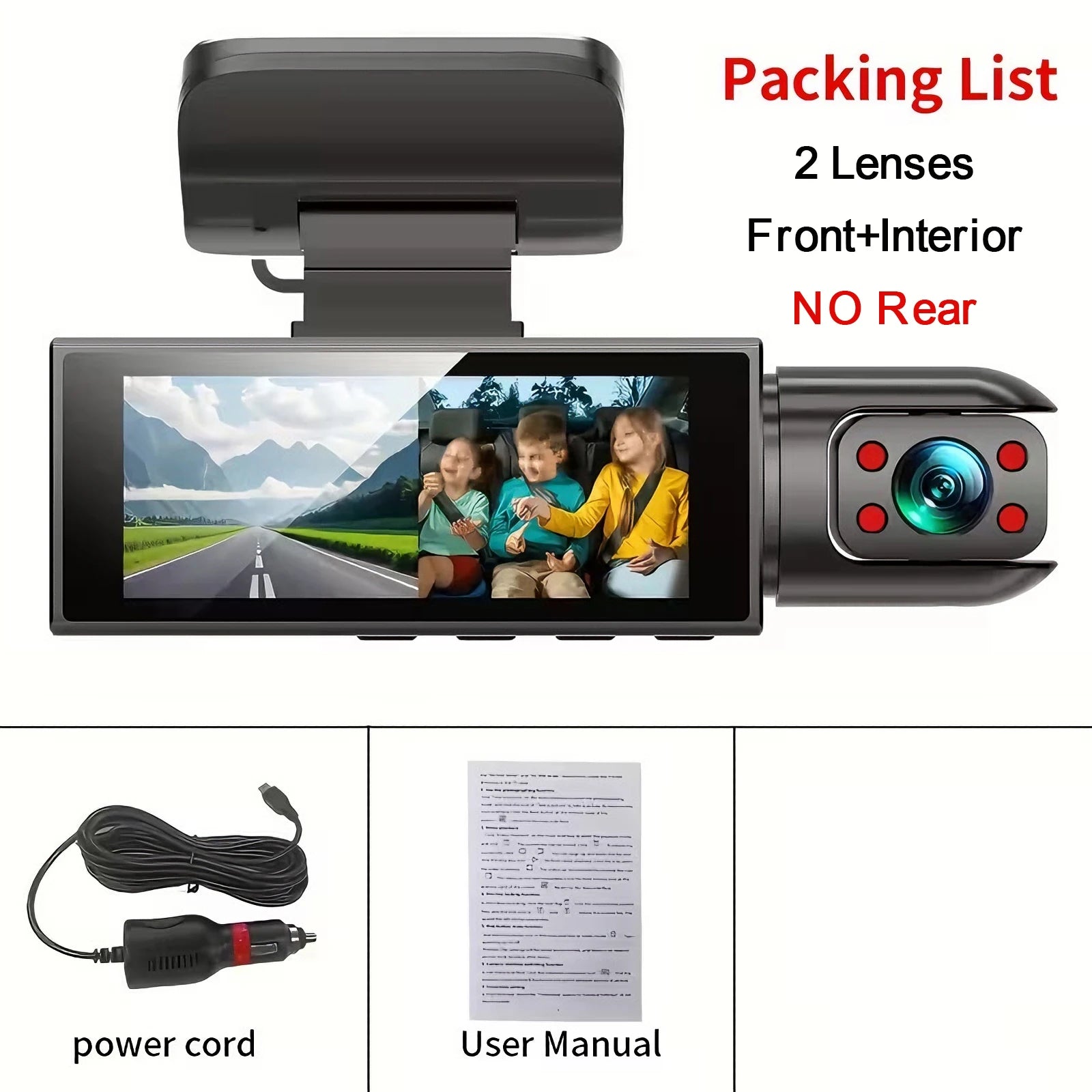 360° Car Dash Cam 1080P – Front & Rear DVR with Night Vision & Parking Monitor