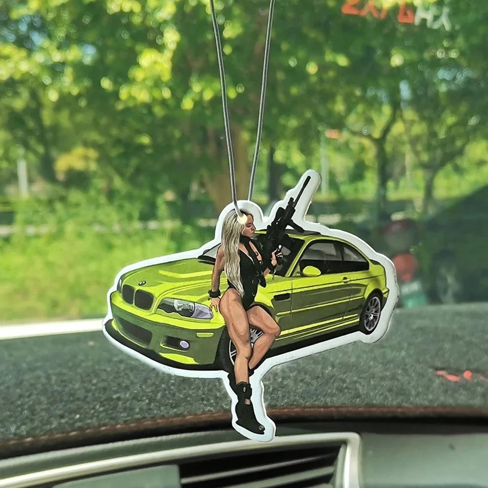 Racing Car Air Freshener Hanging Auto Rearview Mirror Perfume Pendant Solid Paper JDM For BMW F30 E46 E90 M3 M4 M5 Accessories