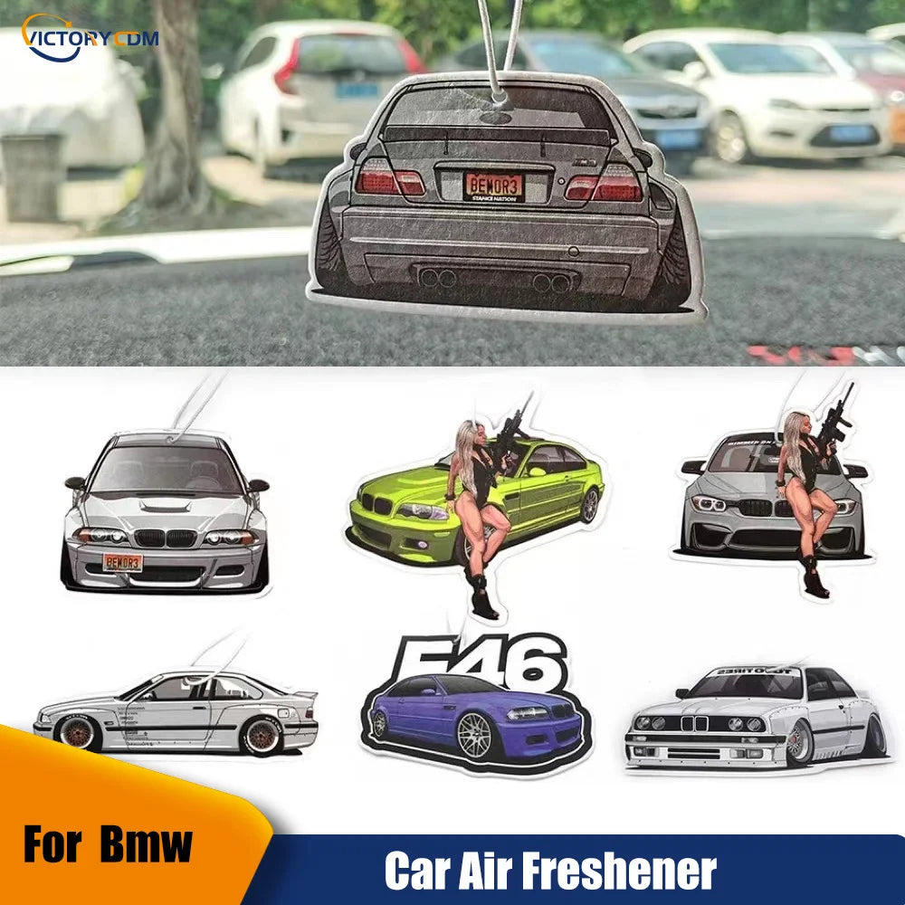 Racing Car Air Freshener Hanging Auto Rearview Mirror Perfume Pendant Solid Paper JDM For BMW F30 E46 E90 M3 M4 M5 Accessories
