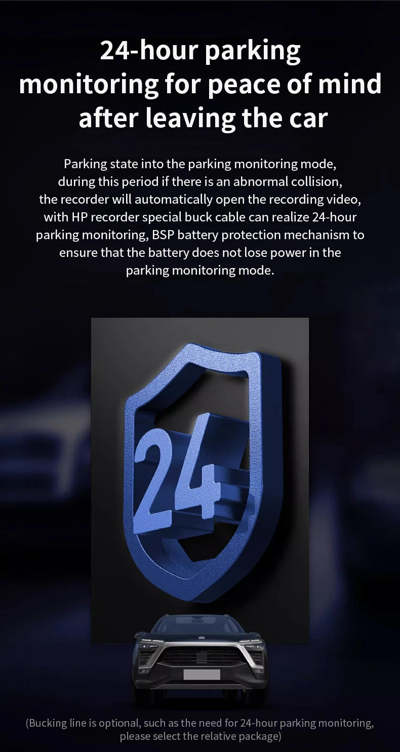 HP car camera dash cam camera 2k HD night vision WiFi DVR video loop video parking monitoring car dashcam auto