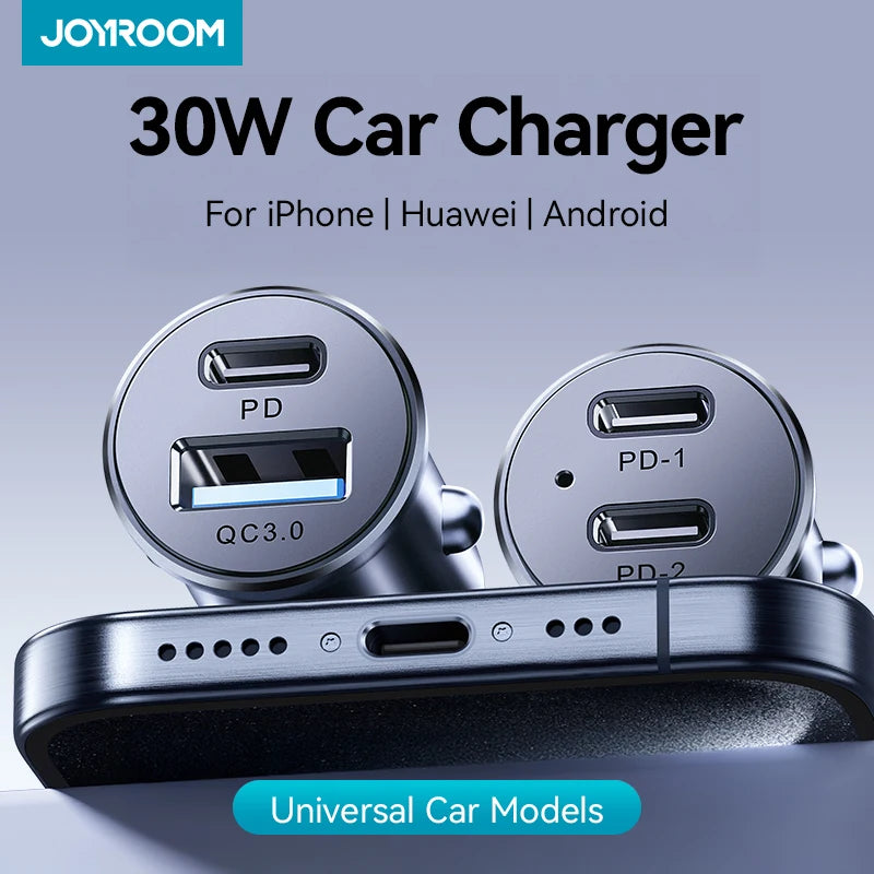 30W Super Fast Car Charger USB-C & USB-A ( iPhone & Android )