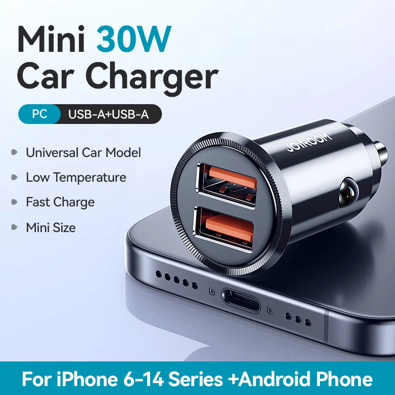 30W Super Fast Car Charger USB-C & USB-A ( iPhone & Android )