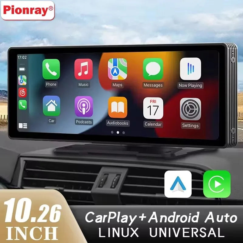 10" Portable Wireless CarPlay & Android Auto Screen – Touchscreen Car Display